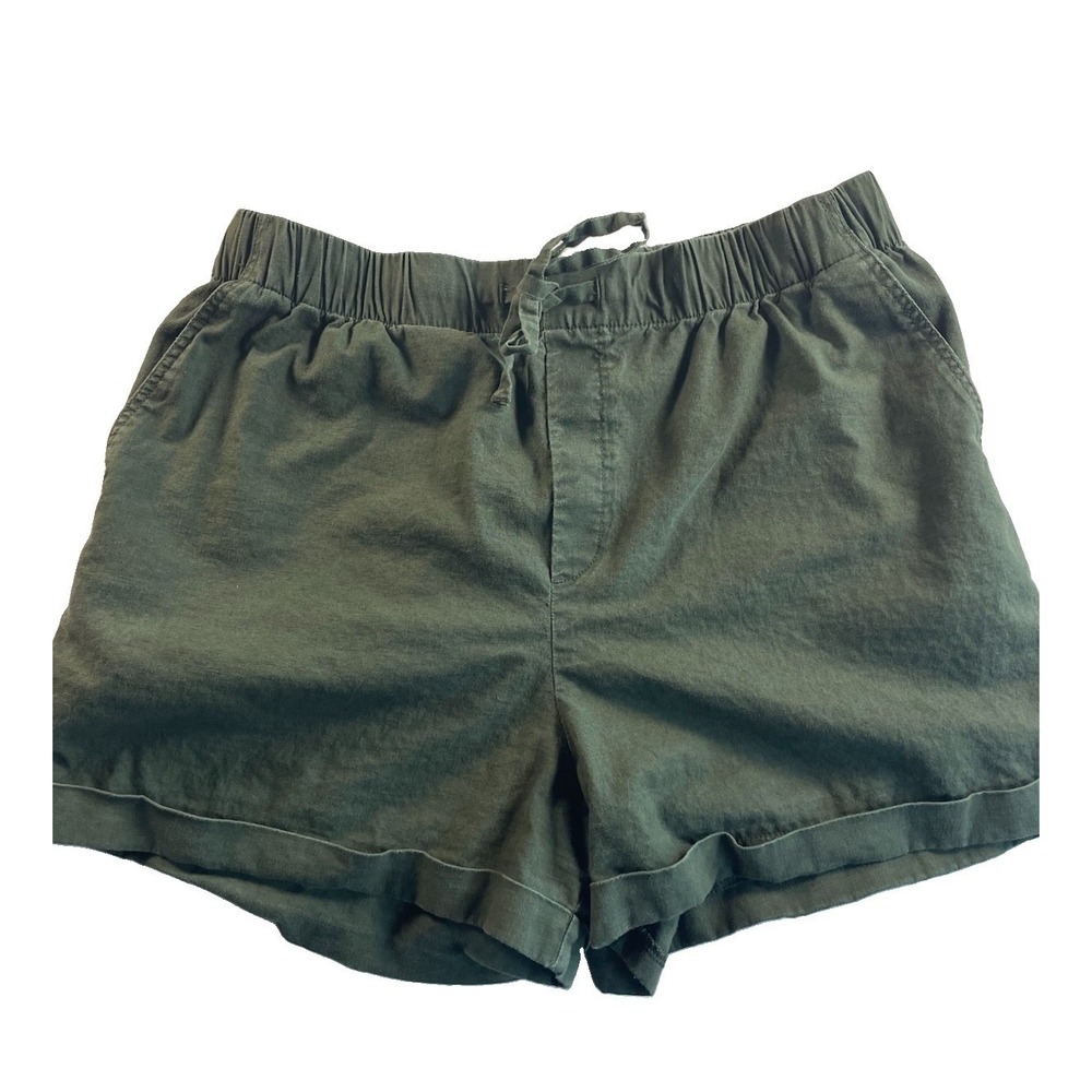 Uniqlo Linen Shorts Men's Large 30-31 Green Drawstring Casual Lightweight Beach